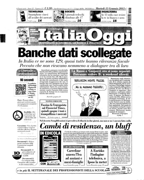 Italia oggi : quotidiano di economia finanza e politica